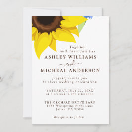 Convite Elegant Sunflower Wedding Invitation With Photo