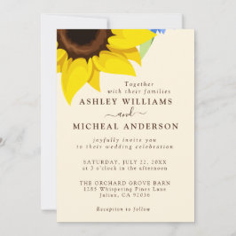 Convite Elegant Sunflower Wedding Invitation With Photo