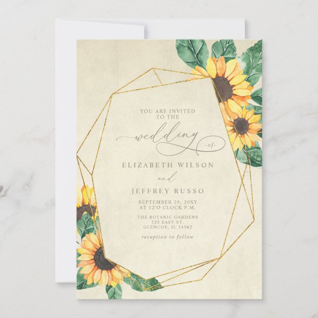 Convite Elegant Sunflowers Garden Floral Wedding (Frente)