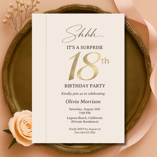 Convite Elegant Surprise 18th Birthday (Criador carregado)