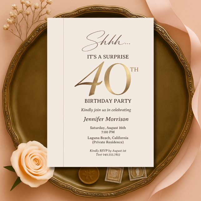Convite Elegant Surprise 40th Birthday (Criador carregado)