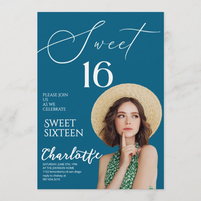 Convite Elegant Sweet 16 Save the Date Birthday (Frente)