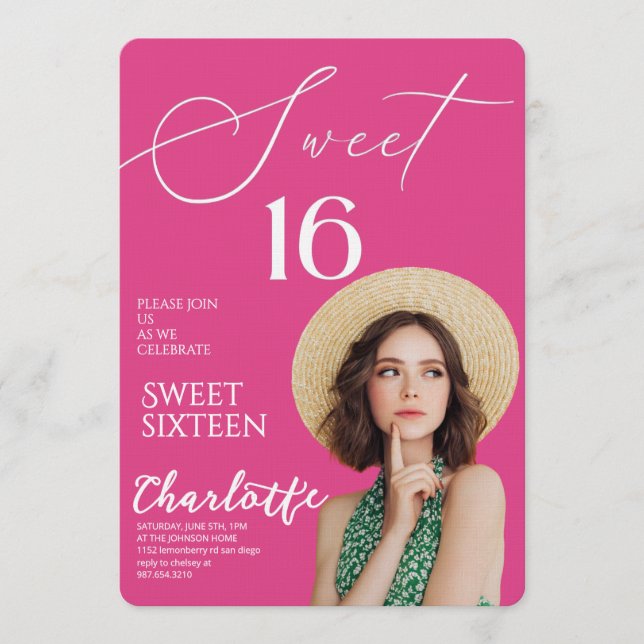 Convite Elegant Sweet 16 Save the Date Birthday (Frente)