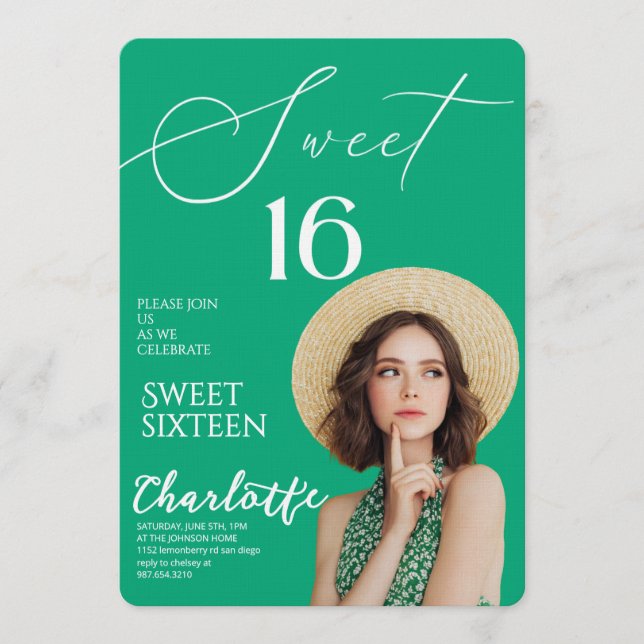 Convite Elegant Sweet 16 Save the Date Birthday (Frente)
