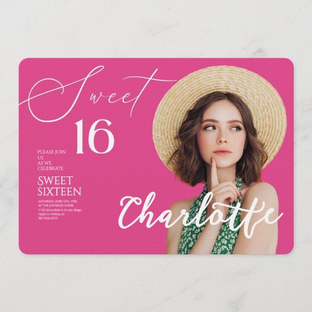 Convite Elegant Sweet 16 Save the Date Birthday (Frente)
