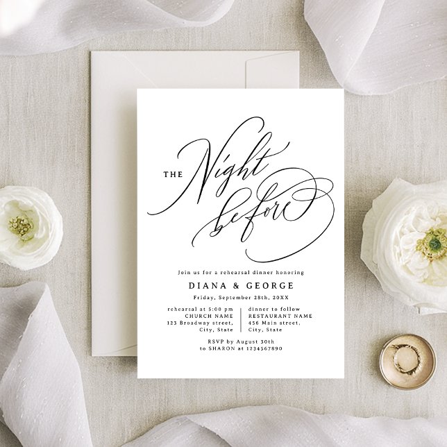 Convite Elegant Swirl Script Simple Rehearsal Dinner (Elegant Swirl Script Simple Rehearsal Dinner Invitation)