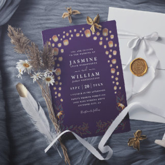 Convite Elegant Tangled Lanterns Budget QR Code Wedding