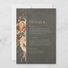 Convite Elegant Taupe Floral Wedding Details Card