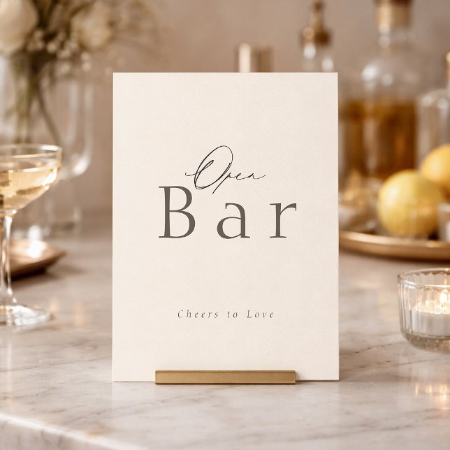 Convite Elegant Taupe Open Bar Wedding Sign (Criador carregado)