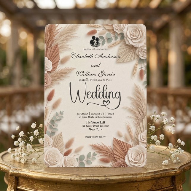 Convite Elegant Terracotta Boho Chic Wedding (Criador carregado)