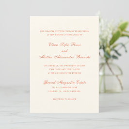 Convite Elegant Terracotta Modern Classic Wedding