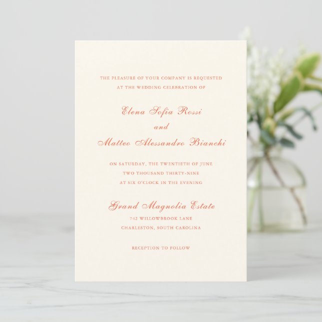 Convite Elegant Terracotta Modern Classic Wedding (Em pé/Frente)