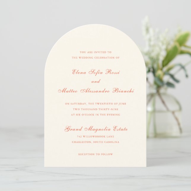 Convite Elegant Terracotta Modern Classic Wedding (Em pé/Frente)