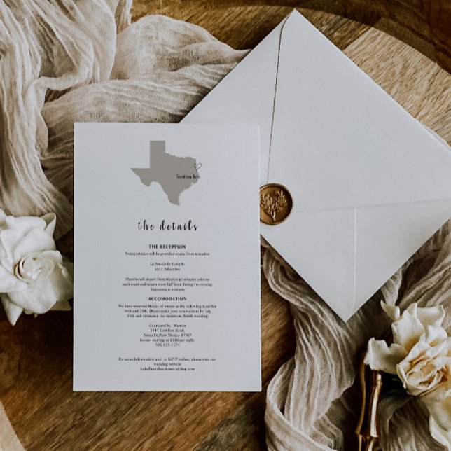 Convite ELEGANT TEXAS Wedding Invitation Details (Criador carregado)