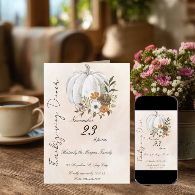 Convite Elegant Thanksgiving Dinner (Criador carregado)