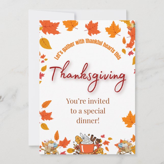 Convite Elegant Thanksgiving Dinner Invitation (Frente)