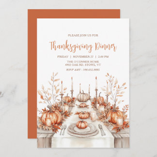 Convite Elegant Thanksgiving Dinner Table Invitation