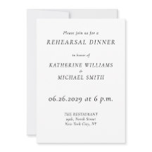Elegant Timeless Wedding Rehearsal Invitations