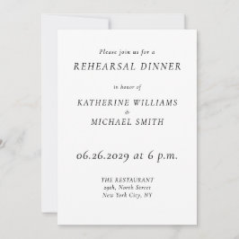 Convite Elegant Timeless Wedding Rehearsal Invitations