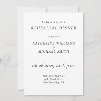 Convite Elegant Timeless Wedding Rehearsal Invitations