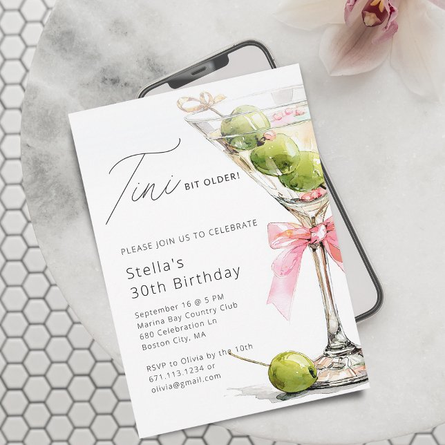 Convite Elegant Tini Bit Older Birthday Party (Elegant Tini Bit Older Birthday Party Invitation)