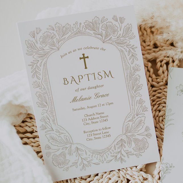 Convite Elegant Traditional Baptism Invitation (Criador carregado)