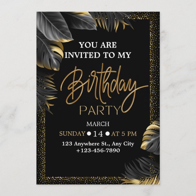 Convite Elegant Tropical Birthday Party Invitation (Frente)