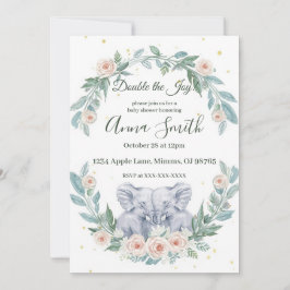 Convite Elegant Twin Baby Shower Invitation – Watercolor