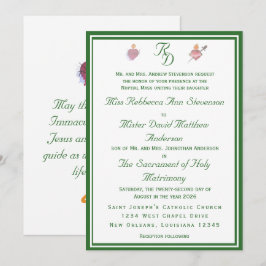 Convite Elegant Two Hearts Catholic Wedding Invitation