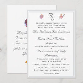 Convite Elegant Two Hearts Catholic Wedding Invitation