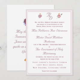 Convite Elegant Two Hearts Catholic Wedding Invitation