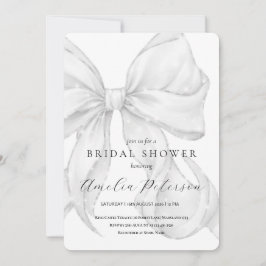 Convite Elegant, tying the knot bridal shower white bow.
