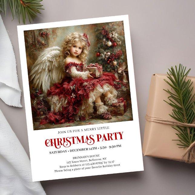 Convite Elegant Victorian Angel Christmas Party Invitation (Elegant Victorian Angel Christmas Party Invitation)