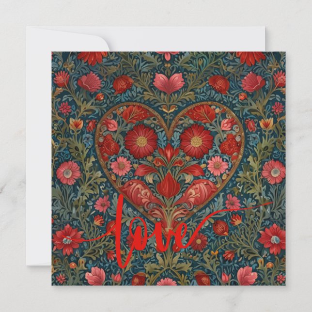 Convite Elegant Victorian Valentines Day heart design (Frente)