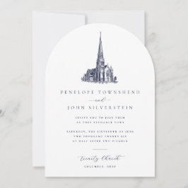Convite Elegant Vintage Church Illustration Wedding Arch