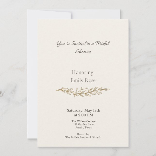 Convite Elegant Vintage Floral Bridal Shower Invitation (Frente)