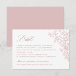 Convite Elegant Vintage Floral Dusty Rose Wedding Details