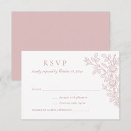Convite Elegant Vintage Floral Dusty Rose Wedding RSVP