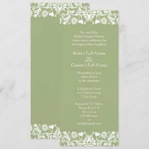 Convite Elegant Vintage Green Damask Wedding Invitations