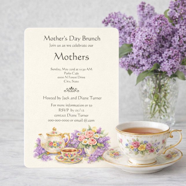 Convite Elegant Vintage Mother's Day Brunch  (Criador carregado)