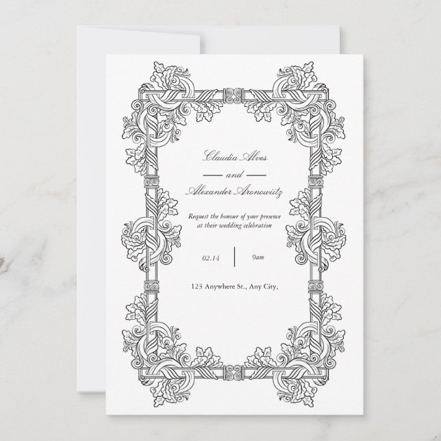 Convite Elegant Vintage Ornate Frame Wedding Invitation (Frente)