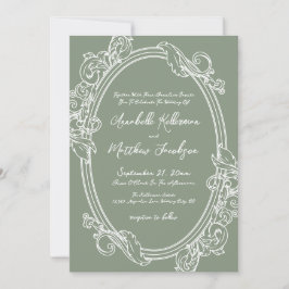 Convite Elegant Vintage Sage Green Wedding