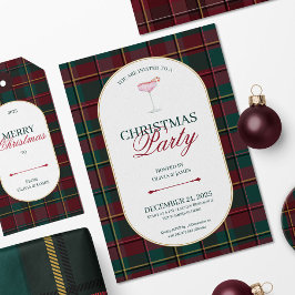 Convite Elegant vintage Tartan Plaid Christmas Invitation