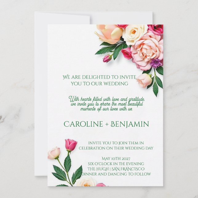 Convite Elegant Vintage Wedding Invitation Card (Frente)