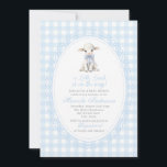 Convite Elegant Watercolor a little lamb blue bow Baby Sho<br><div class="desc">Elegant Watercolor a little lamb blue bow Baby Shower</div>