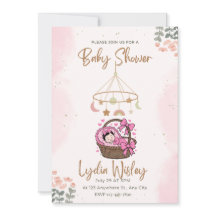 Elegant Watercolor Baby Shower Invitation wit