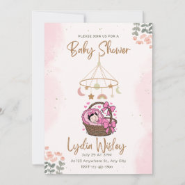 Convite Elegant Watercolor Baby Shower Invitation wit