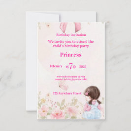 Convite  Elegant Watercolor Ballerina Birthday Invitation 
