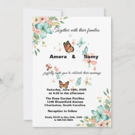 Convite Elegant Watercolor Butterfly Floral Wedding Invita