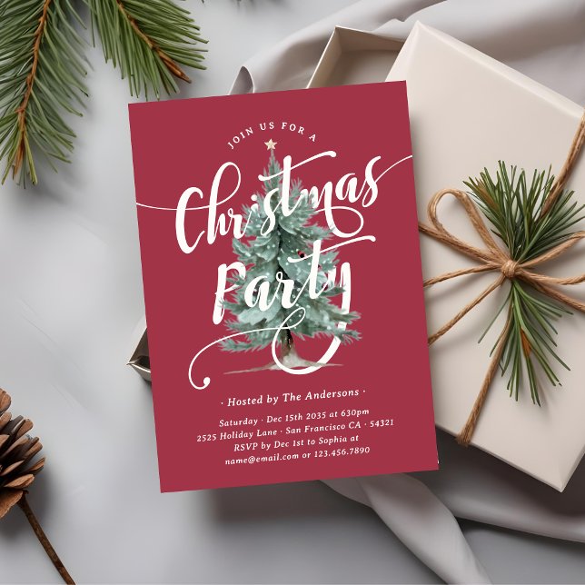 Convite Elegant Watercolor Christmas Tree Party (Criador carregado)